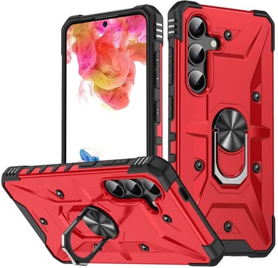 Coverup Hoesje - Geschikt voor Samsung Galaxy S25 Plus Hoesje - Coverup Heavy Duty Ring Kickstand Back Cover - Rood