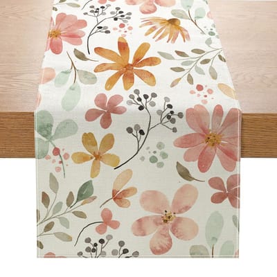 1 stuks beige-bruine patchwork tafelkleed met rood-witte geometrische ruitpatronen. Boerderijstijl, perfect voor binnenkeukens, feesten, restaura 90x33cm
