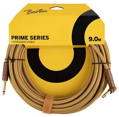 Boston GCRT-90A Prime Series Yellow Tweed Gitaarkabel Recht-Haaks 9 Meter