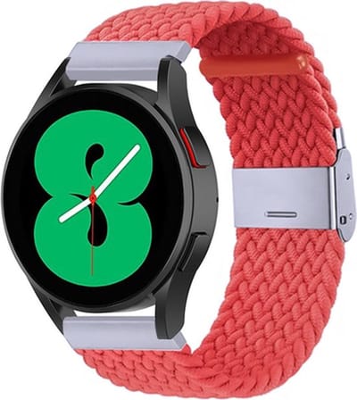 By Qubix - Geschikt voor Garmin bandje - Geschikt voor Garmin Venu / Sq / Sq2 / 2 plus - Braided nylon bandje - Lichtrood - Smartwatch bandje 20mm