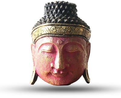 Ancient Wisdom - Decoratief beeld - Boeddha-hoofd 25 cm rode glanzende afwerking - woondecoratie - beeldje - interieuraccessoire - kunst - figuur