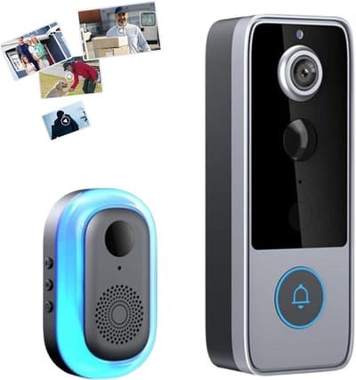 Slimme wifi-deurbel en beveiligingscamera in één - met livebeeld - tweewegsaudio, bewegingsmeldingen, automatische snapshots en lokale opnames, eenvoudig te installeren