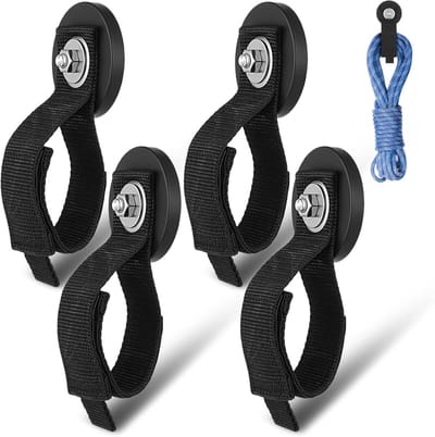 VHV - Magneethaak - Kabelhouder - Ophanghaak - Magnetisch - Set van 4 - Heavy Duty - Voor garage, werkplaats en tuin - Voor kabels en slangen - 6.6cm - Zwart
