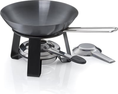 Kela Keuken - Joy Mini Wok met Rechaud Ø 18 cm - Kunststof - Zwart