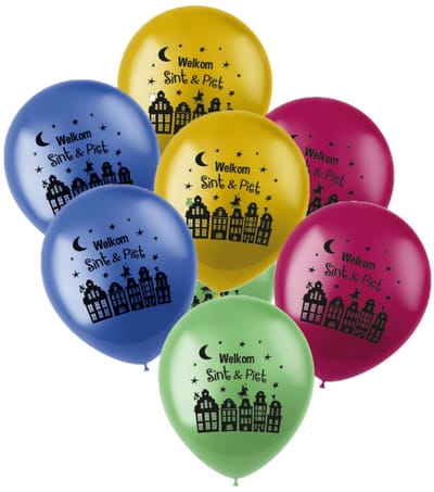 Sinterklaas Welkom Sint en Piet ballonnen - kleurenmix - 24x stuks - 30 cm - Sinterklaas feestballonnen