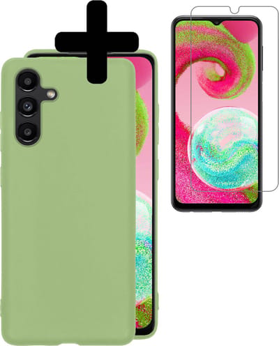 Hoesje - Met Screenprotector - Geschikt voor Samsung Galaxy A04s - Sterk & Shockproof - Back Cover - Siliconen Case - Telefoon Hoes - Telefoonhoesjes - Groen