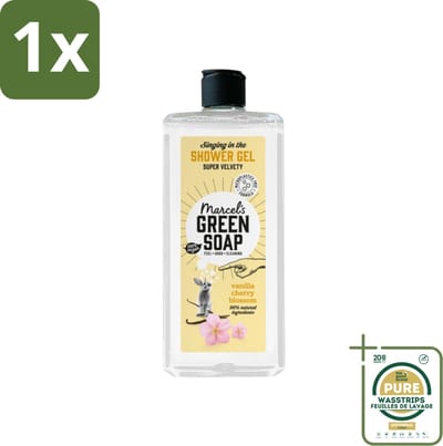 1 x Marcel's Green Soap - Douchegel - Vanille & Kersenbloesem - Verzorgend & zacht - 300 ml- Douchegel - Vanille En Kersenbloesem - Natuurlijke Douchegel - Verzorgende Douchegel - Vegan Douchegel