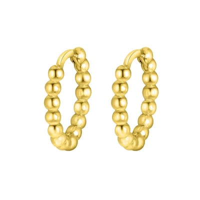 Lucardi Dames Oorbellen bolletjes 10mm - Oorbellen - Cadeau - Echt Zilver - Goudkleurig