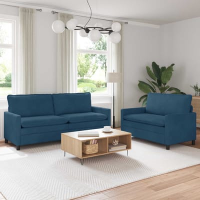 vidaXL - Bankstel - 2 - st - Blauw - Fluweel