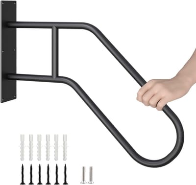 Cosensi - Handrails voor Buitenstappen - Wandbeugels - Veiligheidssteun voor Trappen - Zwart - Antislip Handgrepen - Geschikt voor Garage en Tuin