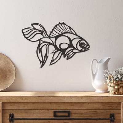 Wanddecoratie Vis - Muurdecoratie Vis - Muurdecoratie Hout - Wanddecoratie Hout - Muurdecoratie Woonkamer - Wanddecoratie Woonkamer - Wanddecoratie Industrieel - Wanddecoratie Dieren - Home Decor - Wall Line Art - 42.5 x 29 cm