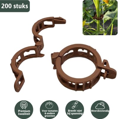 Hermie tomatenclips Ø22mm - Extra stevig - Herbruikbaar - 200 stuks - Voor tomaten, komkommers & klimplanten