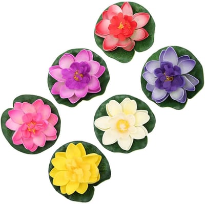 Dailygoods- Waterlelie Kunststof Set van 6 - Kunstmatige Vijverplanten - Lichtgewicht Drijvende Decoratie - Doe-Het-Zelf - Tuinaccessoire - Schuimwaterlelie - Vijverplant