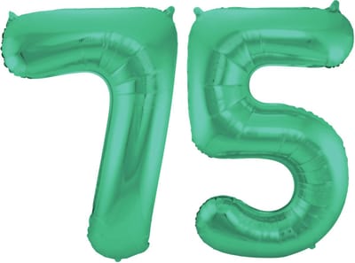 Folat Verjaardag Leeftijd folieballon - 75 jaar - groen - 86 cm - cijferballon groot