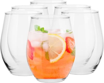 Set van 6 Vaatwasmachinebestendige Wijnglazen zonder Steel - 580 ml Drinkglazen voor Wijn, Water, Cocktails & Desserts