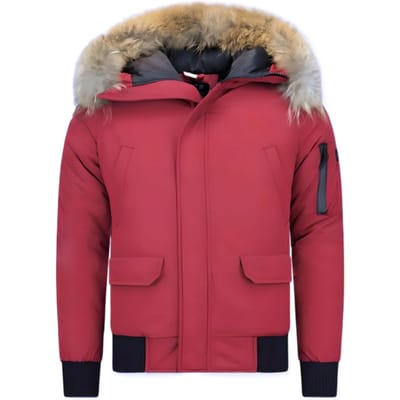Enos Korte winterjas met bontkraag