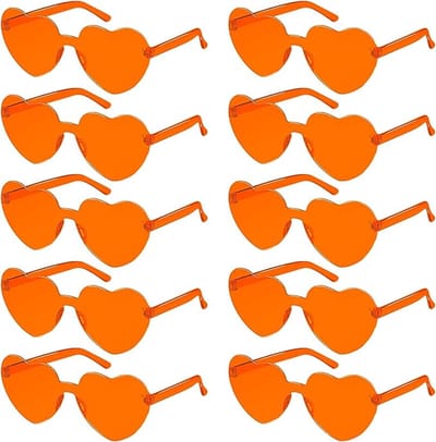 Oranje Zonnebril - Hartbril - Bril - Glazen - Carnaval - Festival - Zonnebril - Unisex - Grappige bril - Hartjes - Oranje - Koningsdag - WK - Feestdecoraties - voor dagelijks gebruik, feest, vakantie, festival, als fotorekwisieten - 10 stuks