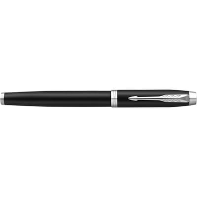 Parker IM-vulpen | Matzwart met chromen afwerking | Medium punt met blauw inktpatroon | Geschenkverpakking