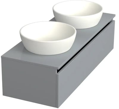 Dutchline Badmeubel Onderkast – Mat Grijs – 120x46cm – 1 Lade – 2 Uitsparingen