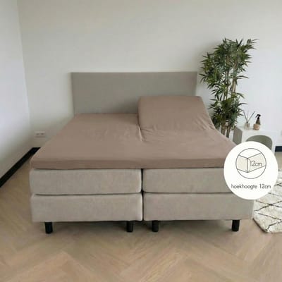 Kayori Sota Splittopper Hoeslaken Premium Tencel - 140-160x200-220cm - Matrasdikte 12 cm - Verkoelend - Taupe