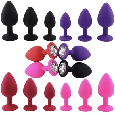 Siliconen Buttplug Zwart – Maat M – Met Kristal – Anaal Speeltje Unisex - H1.2