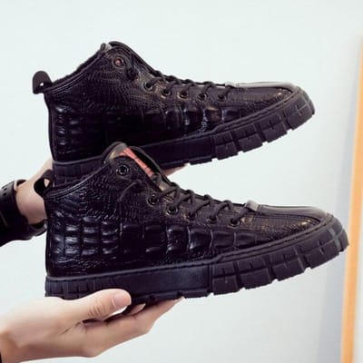 Nieuwe Winter Heren Casual Schoenen Lederen Bovenwerk Plus Fluweel Warm Herenlaarzen Koreaanse Versie Trend Zwart Ronde Neus Herenschoenen 39