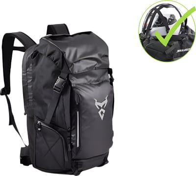 CarryQuest® - Motor Rugzak - 48L - Backpacks - Backpack - Waterdichte Rugzak - Motortransport - Zwart/Grijs - Laptop Backpack - Helm Rugzak - Outdoor - Wandelen - Motorrijden - 14 Inch Laptop - Waterdicht - Multifunctioneel