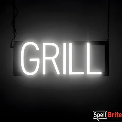 GRILL - Lichtreclame Neon LED bord verlicht | SpellBrite | 43 x 16 cm | 6 Dimstanden - 8 Lichtanimaties | Reclamebord neon verlichting