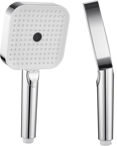 DERW Max Douchekop - 12cm Vierkant Douchekop - Regendouche - Wellness - 3 Sproeistanden - Hoge Druk - Waterbesparende - Handdouche - XL - Chroom