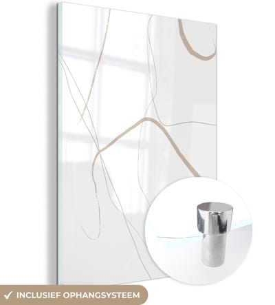 MuchoWow® Glasschilderij 120x160 cm - Schilderij acrylglas - Abstract - Minimalisme - Line art - Foto op glas - Schilderijen