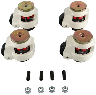 Nivellerende Zwenkwielen - Verstelbare Voeten - Machine Verplaatsing - Hoge Draagkracht - 50mm Wiel - Melk Wit