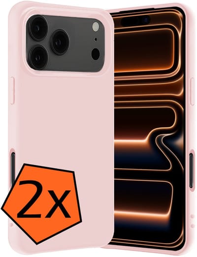 Hoes - 2 Stuks - Geschikt voor iPhone 17 Pro / 18 Pro - Sterk & Shockproof - Case Siliconen - Back Cover - Telefoon Hoes - Lichtroze