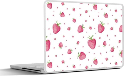 Laptop sticker - 11.6 inch - Aardbei - Fruit - Wit - 30x21cm - Laptopstickers - Laptop skin - Cover