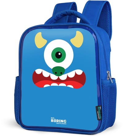 NoBoringSuitcases.com® - Rugzak blauw - Schooltas jongens - Dierenportret blauw monster - Kinder rugtas jongen - Boekentas kind - Kinderrugzak voor school - Schoolrugzak