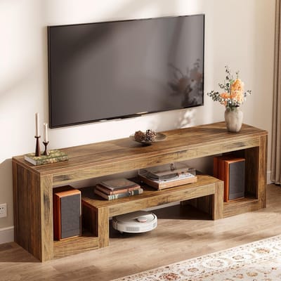 Tribesigns TV Meubel met Veel Opbergruimte - Luxe Lowboard voor Woonkamer - tv-meubel voor 55/60/65-inch tv's - 160x35x50 cm - Bruin Tv-Meubel voor Woonkamer en Slaapkamer