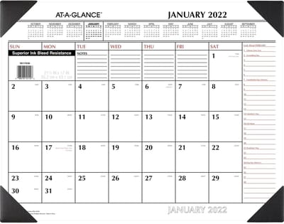 Bureaukalender 2022 - Bureau-onderlegger Maandelijks - Planning & Organisatie - Tweekleurig Ontwerp - 21-3/4 x 17 inch