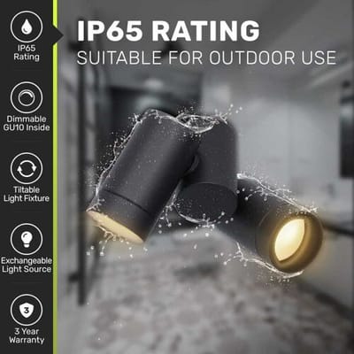 HOFTRONIC - Silva LED Plafondlamp 2 spots Zwart - 4000K neutraal wit licht - Draaibaar en Dimbaar - 2 lichts - GU10 - Plafondspot woonkamer en gang - Opbouwspot verlichting