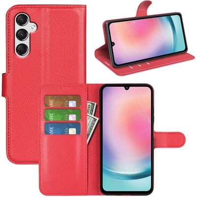 MobyDefend Hoesje - Geschikt voor Samsung Galaxy A25 - Kunstleren Wallet Book Case (Sluiting Voorkant) - Rood