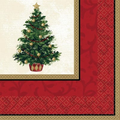 Amscan Servetten Kerstboom 33 X 33 Cm Papier Rood/goud 16 Stuks