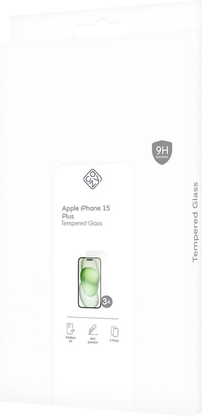 Cazy screenprotector Tempered Glas geschikt voor iPhone 15 Plus - Bescherming tegen krassen en stoten - Eenvoudig aan te brengen - Transparant - 3 stuks