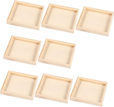Houten Puzzelbakken - Sorteren Opbergen - Puzzels Sorteren - Natuurlijke Onbewerkte Hout - 12.30X12.30X1.50CM - Lichtgeel