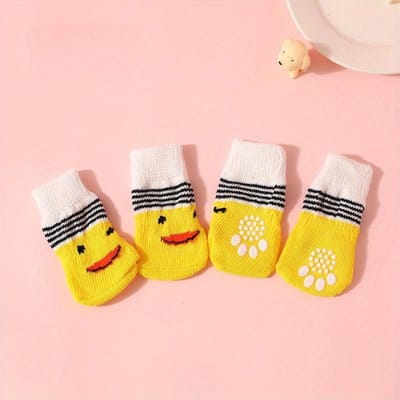 4 Pièces/Ensemble Chaussettes pour Animaux de Compagnie Haute Qualité Antidérapantes Tricotées Chaussettes pour Chiots Petites Chaussettes pour Chien Couvre-Pieds Intérieur Étuis de Protection des Pattes pour Chien M