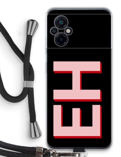 Gepersonaliseerd - Case Company® - Hoesje met koord geschikt voor Xiaomi Poco M5 hoesje met Koord - Monogram - Telefoonhoesje met Zwart Koord - Bescherming aan alle Kanten en Over de Schermrand