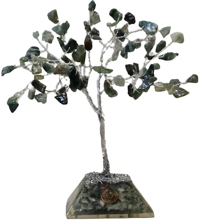 Ancient Wisdom Edelsteenboom Mos Agaat – Orgonite Basis – 80 Stenen – Handgemaakt – Decoratieve Edelsteenboom