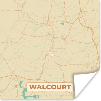 Poster Walcourt - Plattegrond - Stadskaart - Kaart - België - 100x100 cm XXL