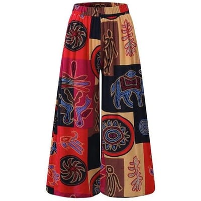Dames Wijde Pijp Boho Harembroek Gypsy Hippie Indiaas Thailand Bohemien Palazzo Broek Smock Taille Aladdin Broek shirt 4XL rood