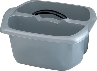 Eco 100% gerecycleerde kunststof reinigingsbak met dubbel compartiment en handvat lichtgrijs 9 liter