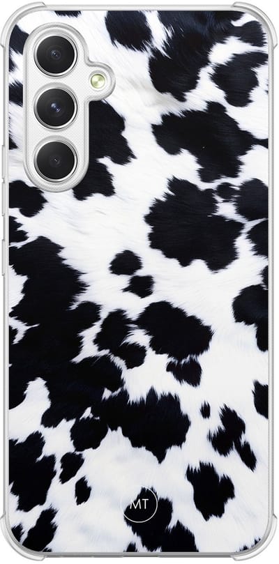 Hoesje (shockproof) geschikt voor Samsung Galaxy A54 - Koeienprint - Extra sterke case - TPU/polycarbonaat - Print - Zwart, Wit, Transparant