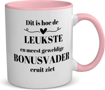 Akyol - dit is hoe de leukste en meest geweldige bonusvader eruit ziet koffiemok - theemok - roze - Papa - meest leukste bonusvader - vader cadeautjes - vaderdag - verjaardag - geschenk - kado - vader artikelen - 350 ML inhoud