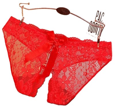 Erotische String Met Open Kruis & Strikje Sexy Slip/ Slipje I Sexy String I Erotisch Ondergoed I One Size I Rood